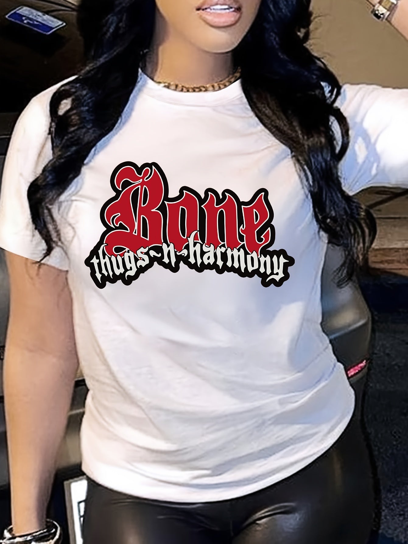 Letter Print Crew Neck T-shirt, Short Sleeve Casual Top For Summer & Spring, Women's Clothing
